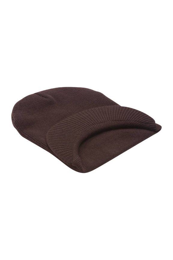 New Plain Cuffless Winter Beanie Visor, Brown
