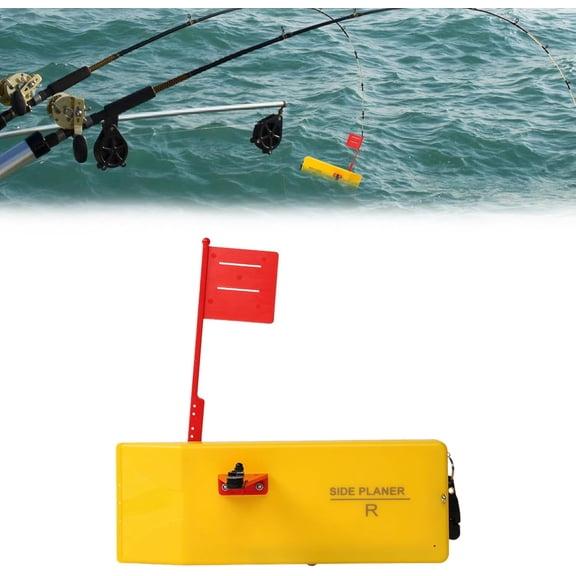 New Planer Board for Fishing, Off Shore Planer Boards for Trolling, Fishing Tool Fishing in Line Side Clip Medium Side Planer Board Quick Grip Snap Release for Fishing Towing (Yellow-Right)