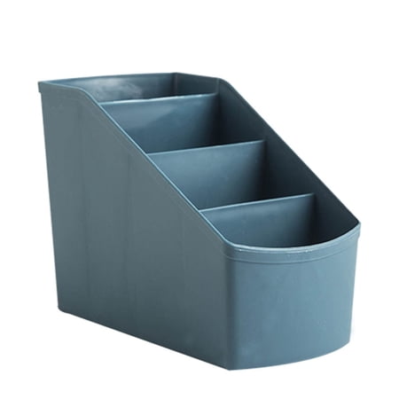 New Plastic Makeup Organizer Box Desktop Cosmetic Storage Box 4 Compartment Pen Stationery Organizer Remote Control Holder Deep Blue