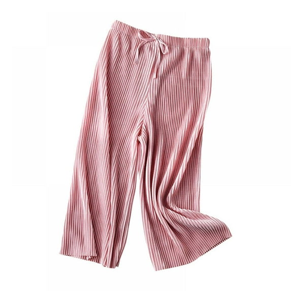 New Pleated Wide-leg Pants Girls Loose Casual Pants Chiffon Trousers Ice Silk Nine-point Pants,(3-10Y)