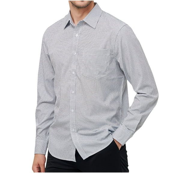 New Plus Size Fashion Tops for Men 2024 Long Sleeve Casual And Solid Color Button Pocket d Lapel Shirt 50% Off Clearance!