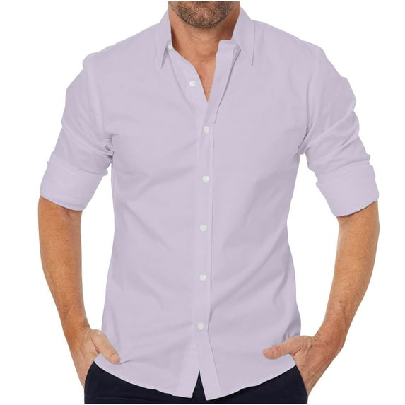 New Plus Size Fashion Tops for Men 2024 Long Sleeve Lapel Button Striped Loose Casual d Shirt 50% Off Clearance!