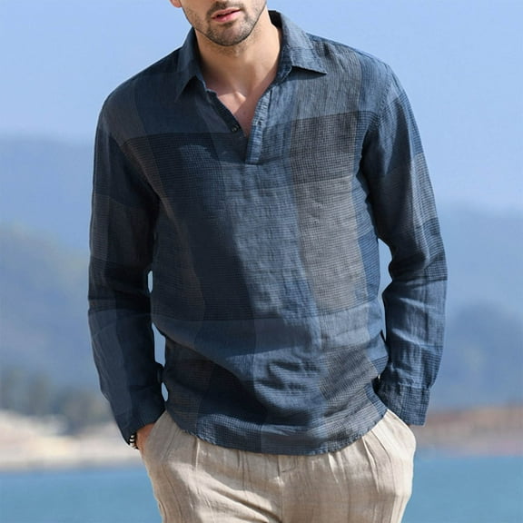 New Plus Size Fashion Tops for Men 2024 Long Sleeve V-Neck Button Casual Comfortable Blouse Sweater 50% Off Clearance!