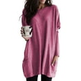 thumbnail image 1 of New Plus Size Long Sleeve Roung Neck T Shirt for Women Solid Color Casual Baggy Pullover Sweatshirt Ladies Autumn Winter Oversized T-Shirt Tunic Blouse With Pocket, 1 of 2