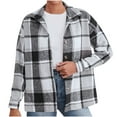 thumbnail image 1 of New Plus Size Plaid Jackets for Womens 2024 Autumn and Winter Plaid Printed Long Sleeve Turn-down Collar Suit Cardigan Woolen Coat Tops, 1 of 8