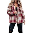 thumbnail image 1 of New Plus Size Plaid Jackets for Womens 2024 Autumn and Winter Casual Pockets Printed Long Sleeve Tops Jacket Plaid Coat, 1 of 6