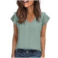thumbnail image 1 of New Plus Size Tops for Womens Summer Fashion Solid Color V-neck Short-sleeved T-shirt, 1 of 8