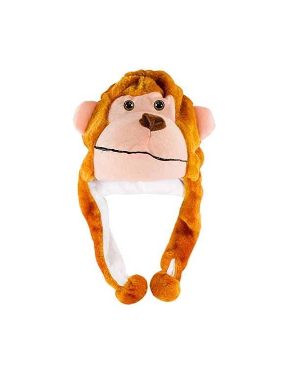 New Plush Fun Animal Hats Monkey One Size Cap