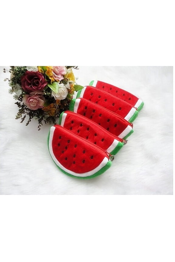New Plush Red Watermelon Coin Purse Wallet Pouch Bag