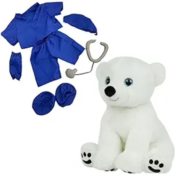 New Polar Bear Plush in Blue Scrub, Get Well Soon Gifts for Kids, Doctor Stuffed Animal for Boys, Speedy Recovery Gifts