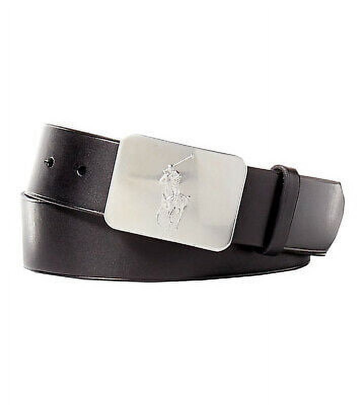 New  Polo Ralph Lauren Men's Big Pony Logo Plaque Leather Belt, Black, Sz 38 (8414-7) - image 1 of 1