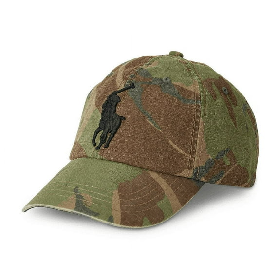 New Polo Ralph Lauren Mens Green Camo Fatigue Big Pony Baseball Cap, One Size 8053-4
