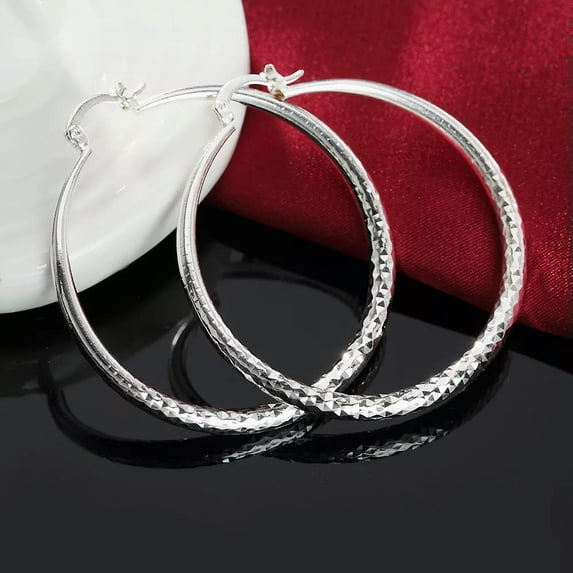 New Popular 71MM Geometric Rhombus Reflective Exaggerated Loop Earrings Women