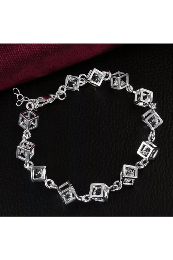 New Popular 925 Silver Solid Square Bracelet Fashion Women Bracelet Jewelry Sale
