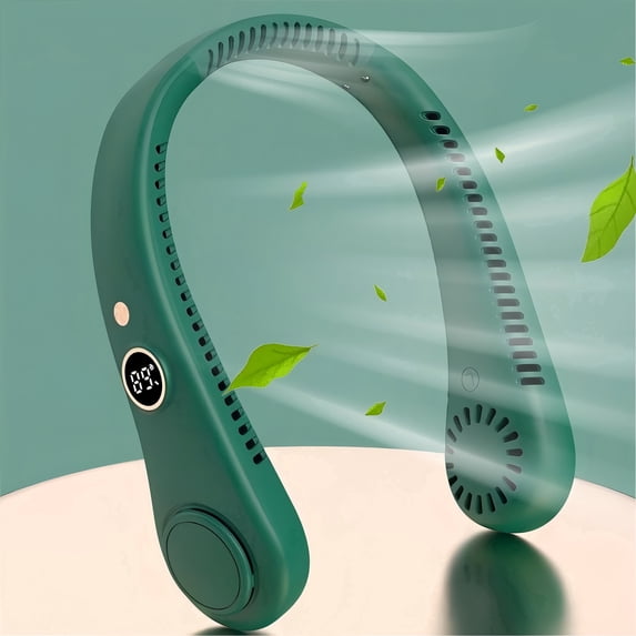 New Portable Neck Fan, Hands Free Bladeless Fan,5 Speeds USB Powered Desk Fan Rechargeable Headphone Design Wearable Personal Fan
