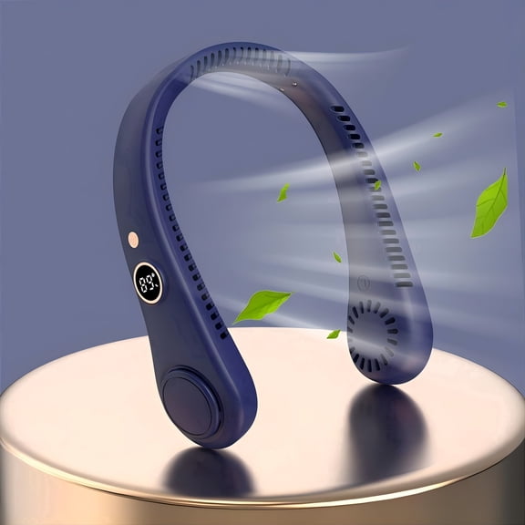 New Portable Neck Fan, Hands Free Bladeless Fan,5 Speeds USB Powered Desk Fan Rechargeable Headphone Design Wearable Personal Fan