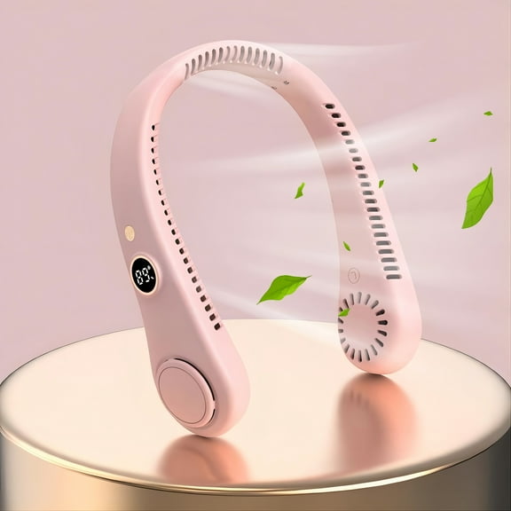 New Portable Neck Fan, Hands Free Bladeless Fan,5 Speeds USB Powered Desk Fan Rechargeable Headphone Design Wearable Personal Fan