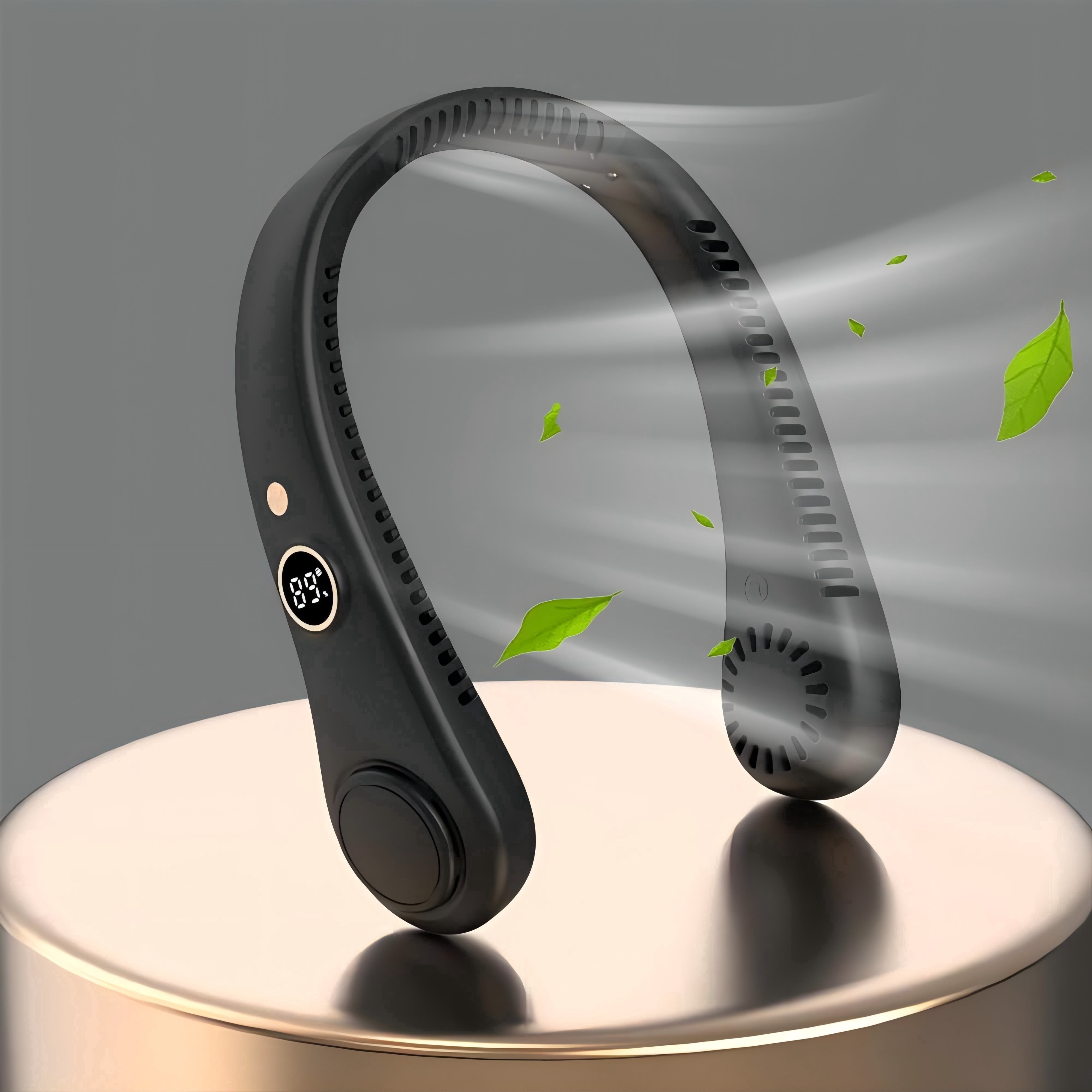 New Portable Neck Fan, Hands Free Bladeless Fan,5 Speeds USB Powered Desk Fan Rechargeable Headphone Design Wearable Personal Fan