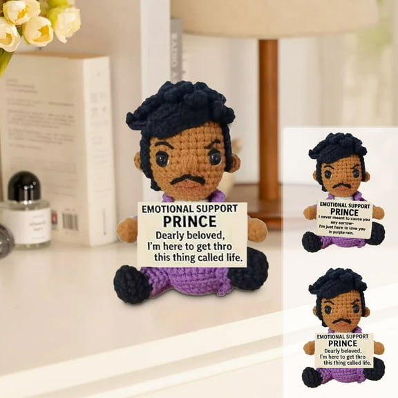 New Positive Emotional Support Prince Doll, Knitted Crocheted Emotional Inspired Doll, Handicraft Funny Cute Encourage Doll, Inspiring Gifts for Girlfriend/Boyfriend/Lover/Family