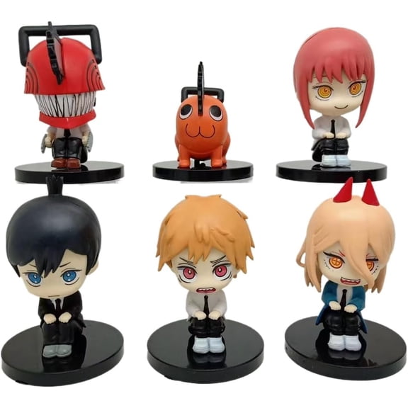 New Power, Devilman Seven Deadly Sins, Pochita Figure, Q Version 6pieces Standing Action Figure 11cm/4.3inch Handmade PVC Character Decoration Gift (b)