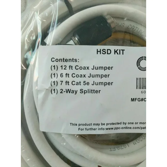 New Ppc Hsd Kit Coax Cables, Cat 5E Cable 2-Way Splitter Pack New Ch-Sik-Data-02