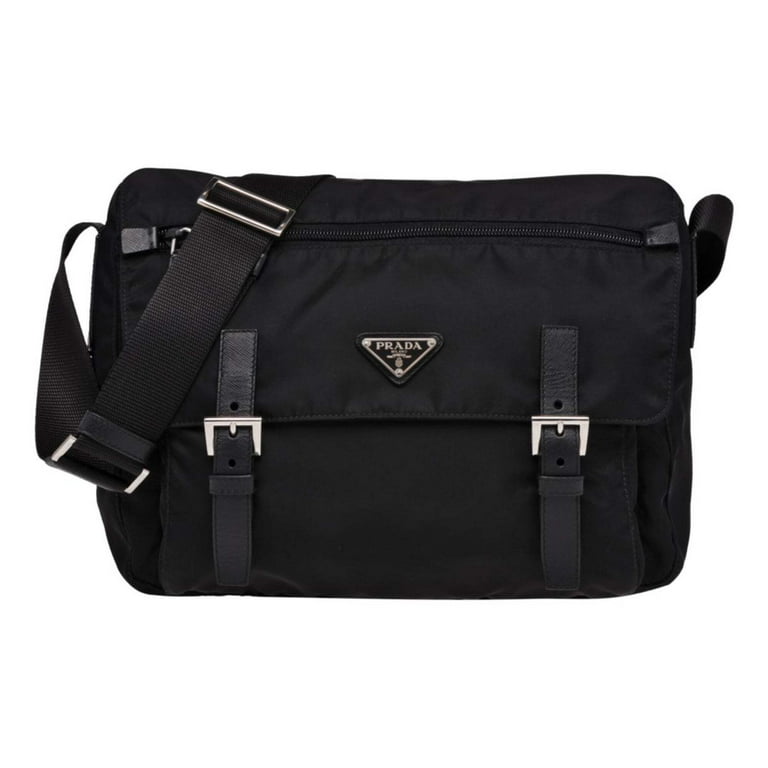 New Prada Black Nylon Triangle Logo Messenger Bag 1BD671 Walmart