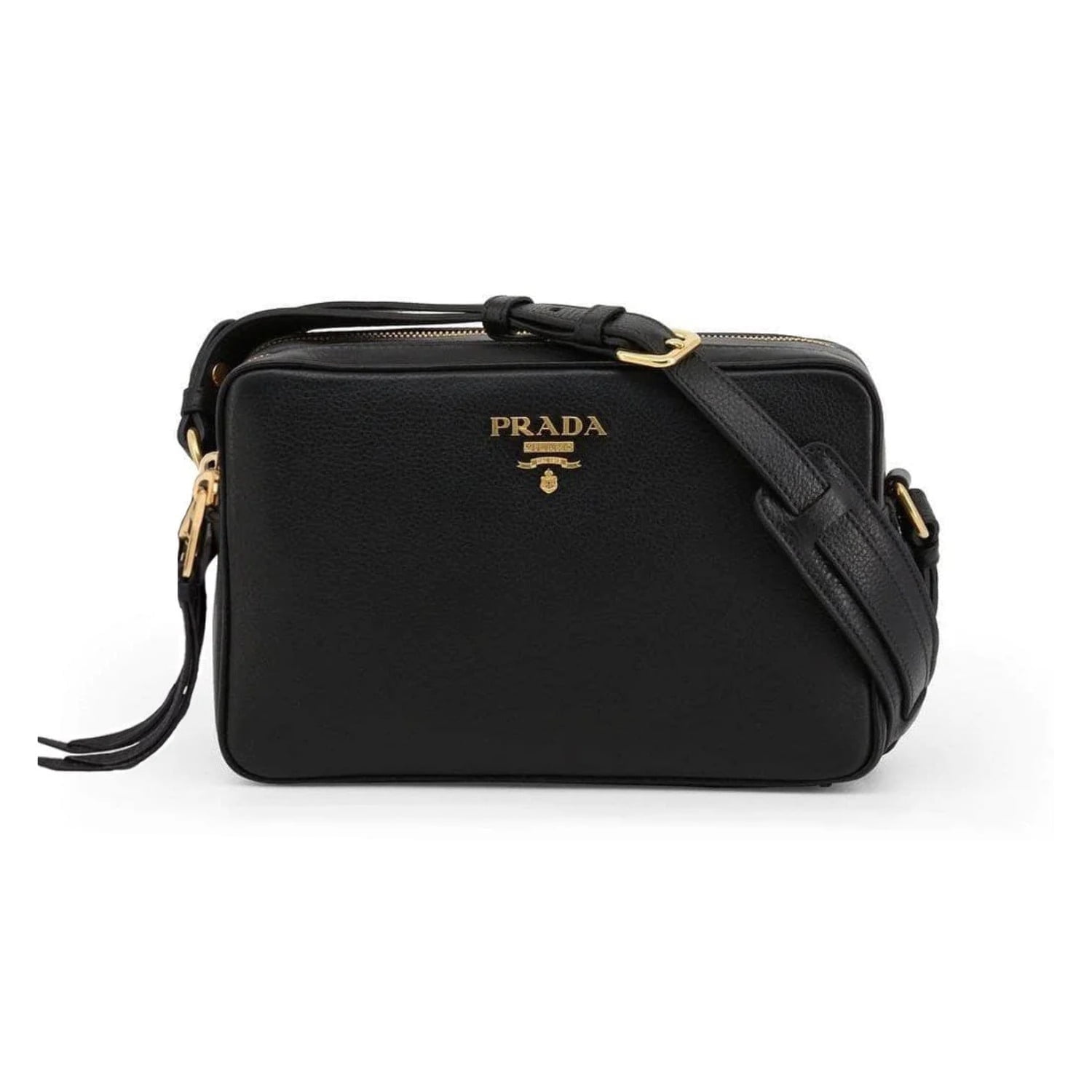 New Prada Black Vitello Phenix Leather Double Zip Cross Body New Prada Black Vitello Phenix Leather Double Zip Cross Body