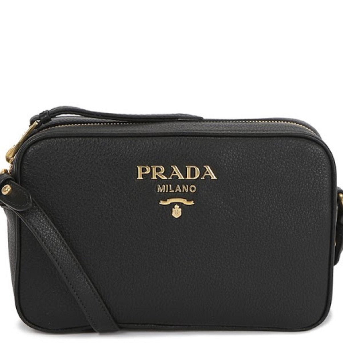 Prada Logo Wallet Medium Black in Leather with Gold-tone - US