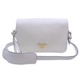 thumbnail image 1 of New Prada Flap Vitello Phenix Ivory Leather Cross Body Bag 1BD163, 1 of 5
