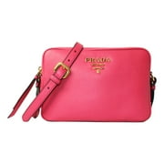 New Prada Peonia Pink Vitello Phenix Leather Double Zip Crossbody 1BH079