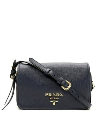 Prada Men's Vitello Phenix Royal Blue Leather Flap Crossbody Bag 1BD163
