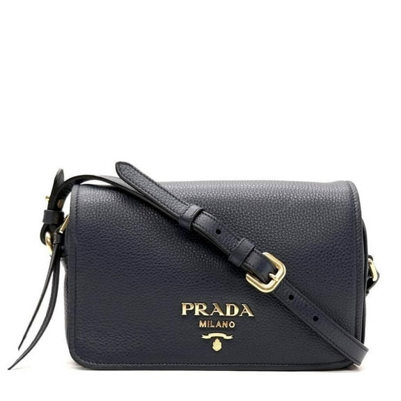 Prada Vitello Phenix Baltico Blue Leather Flap Crossbody Bag 1BD163