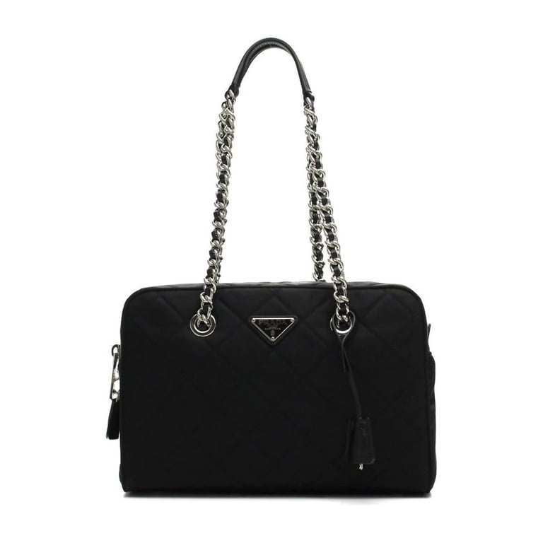 New Prada Womens Black Tessuto Nylon Quilted Shoulder Bag New Prada Womens Black Tessuto Nylon Quilted Shoulder Bag