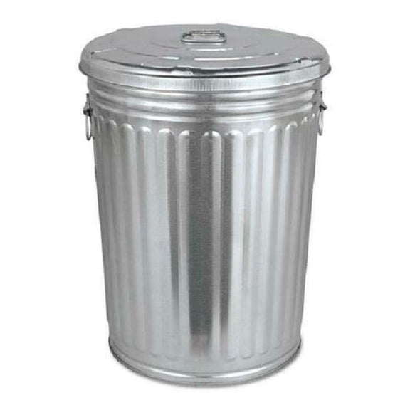 New Pre-Galvanized Trash Can with Lid Round Steel 20gal Gray