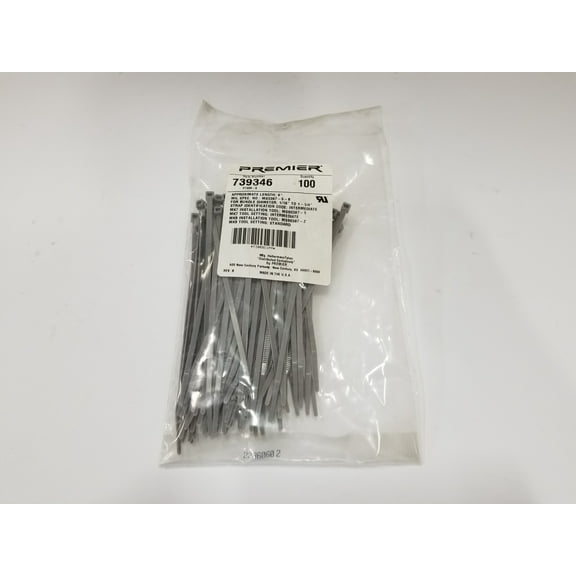 New Premier PT30R-8 6" Nylon Cable Ties - 100 PK - Gray - 739346
