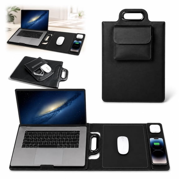 New Premium Wireless Charging Laptop Bag with 3-Device Charging, Portable Laptop Sleeve Case with Multi-Device Power Design for Work, Travel and Business