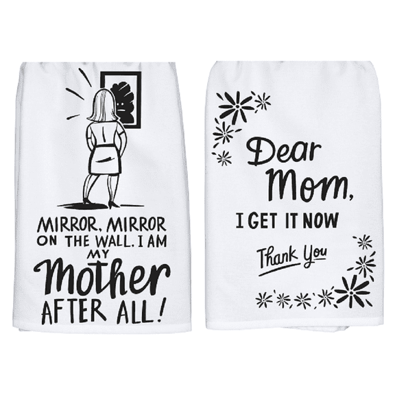 New Primitives by Kathy 2 Piece Mom Humorous Kitchen Dish Towel Gift Bundle