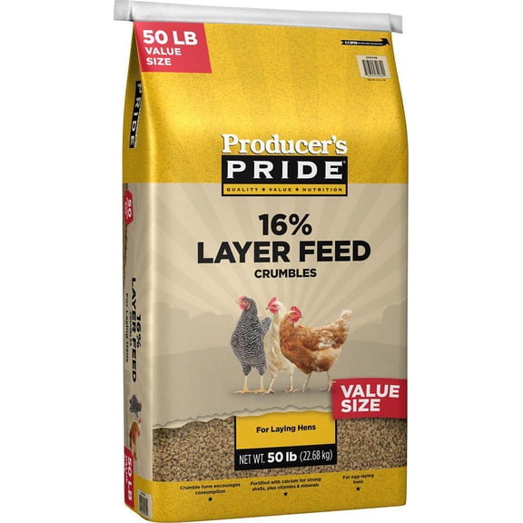 New! Producer's Pride 16% Layer Crumbles Poultry Feed, 50 lb.