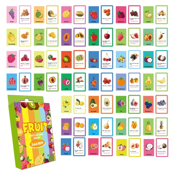 Educational Flash Cards for Toddlers - 36-Card Learning Set for Alphabet, Numbers, Animals & Vegetables - Early Education Cognitive Q&A Tool for Preschoolers
