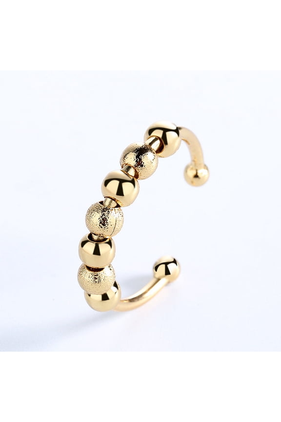 New Product Rotating Micro-motion Beads Women's Men's Anxiety Ring Adjustable Thin Bead Ring