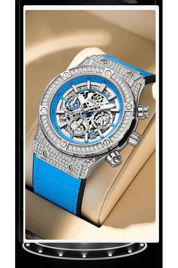 New Products. Explosive full diamond fashion men's watch. Multifunctional waterproof men's watch.
