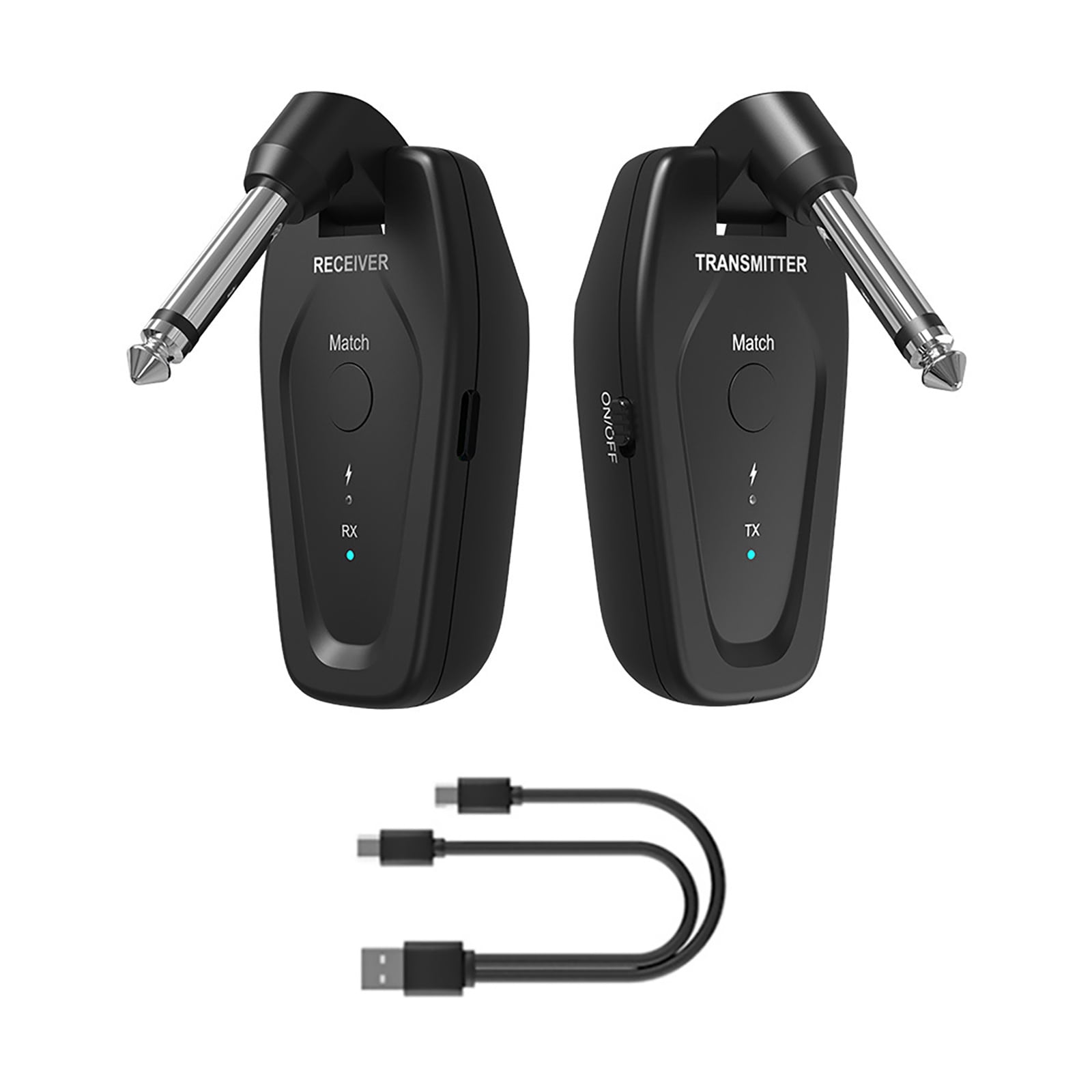 New Professional UHF Wireless Guitar System Transmitter Receiver Type-C Charging