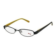 New Puma 15357 Pico Mens/Womens Cat Eye Full-Rim Black / Yellow Classic Shape Durable Cat Eye Frame Demo Lenses 50-16-135 Flexible Hinges Eyeglasses/Eyeglass Frame
