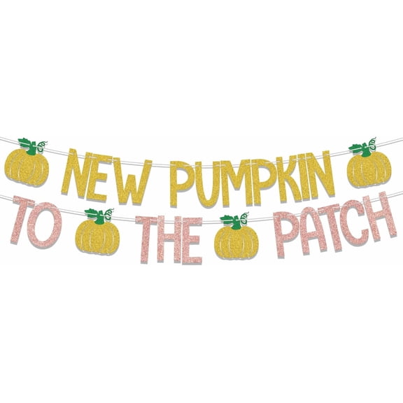 New Pumpkin To The Patch Banner,Fall Pumpkin Baby Shower Decorations, Baby Shower 1st Birthday Party Decorations Gender Reveal Supplies