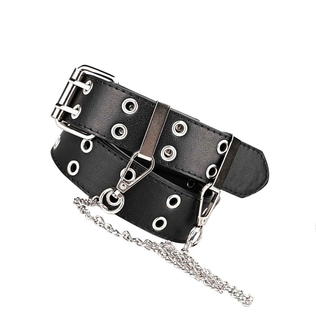 New Punk Style Women belt PU Leather Double Hole Pin Buckle 