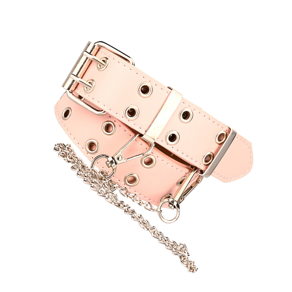 New Punk Style Women belt PU Leather Double Hole Pin Buckle  display picture 3