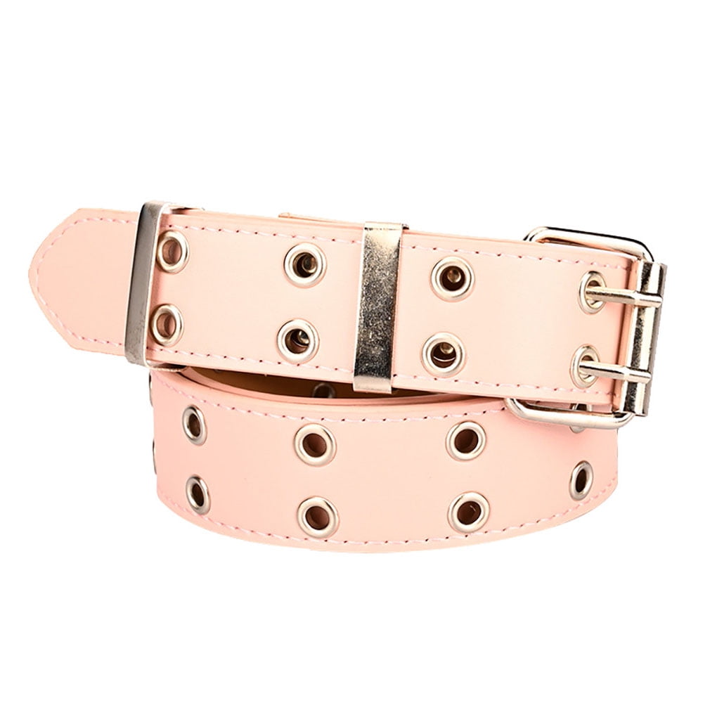 New Punk Style Women belt PU Leather Double Hole Pin Buckle Waist
