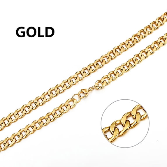New Punk Vintage Men Necklace Stainless Steel Cuban Link Chain Gold Black Silver Color Male Choker colar Jewelry Gifts for Men