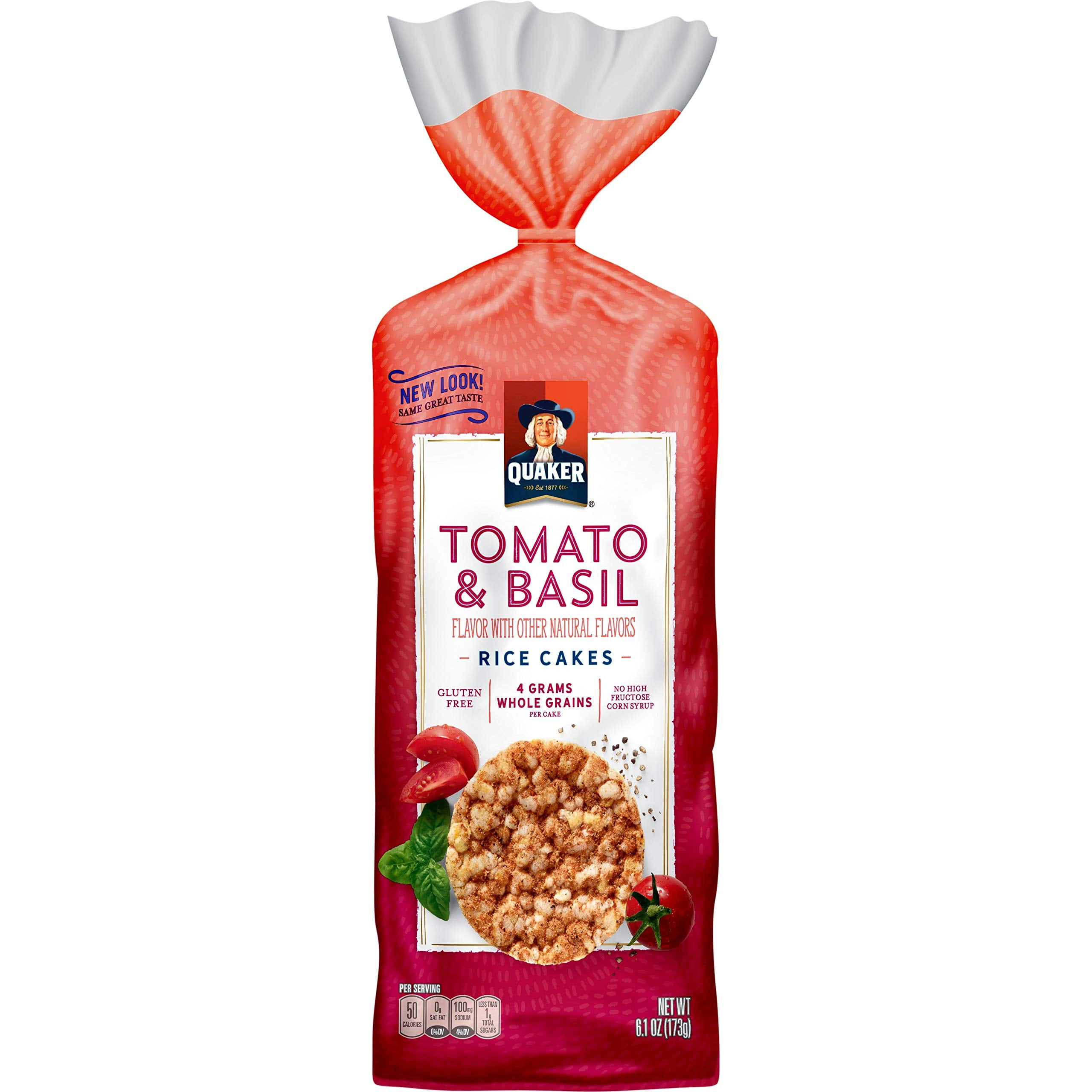 Basil Rice Cake Quaker Whole Grain Garden Tomato & Basil Rice Cakes, 50 Calories, 3 ...