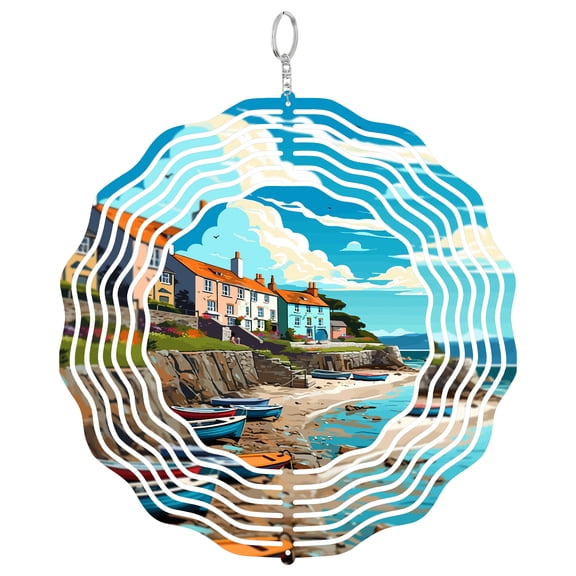 New Quay Wales Dolphin Watch 3D Wind Spinner Metal Hanging Sculpture Garden Decor Gift For Wildlife Fan